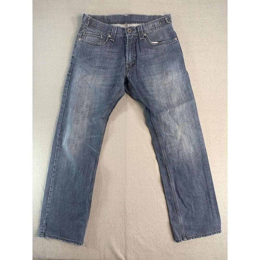 Levi's 514 Jeans Mens 33x32 Med Wash Blue Slim Straight Distressed Denim Casual